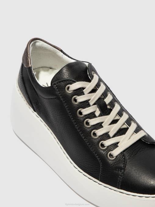 zwart Fly London vrouwen vetersneakers dile450 brito V2B0770