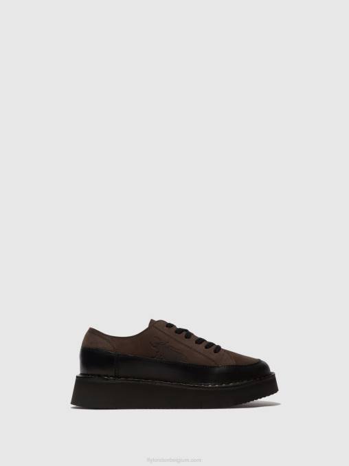 zwart grijs Fly London vrouwen vetersneakers cuda099 V2B0724