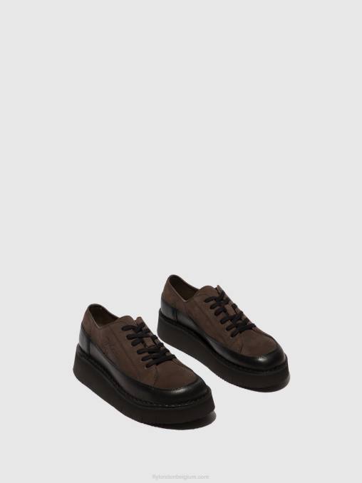 zwart grijs Fly London vrouwen vetersneakers cuda099 V2B0724