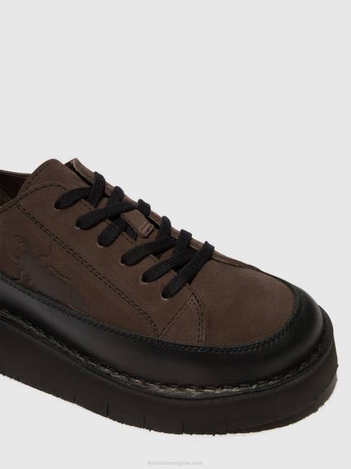 zwart grijs Fly London vrouwen vetersneakers cuda099 V2B0724