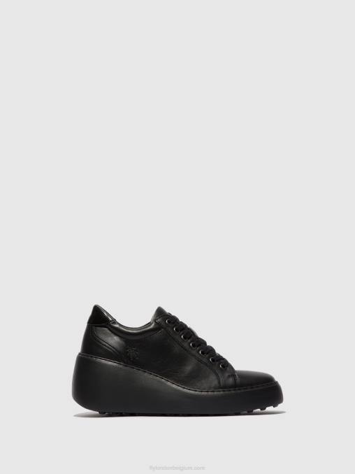 zwart (zwarte zool) Fly London vrouwen vetersneakers dile450 V2B0737