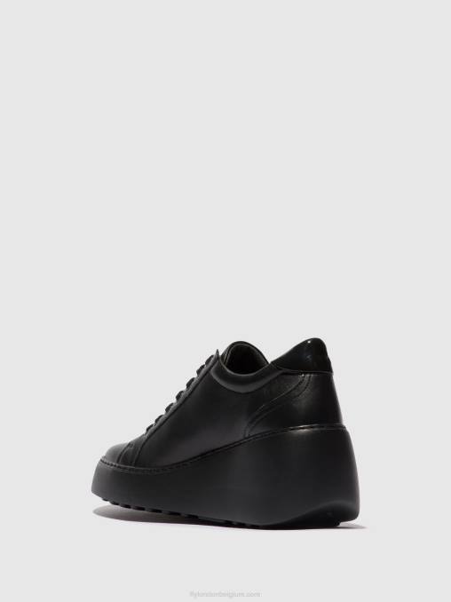 zwart (zwarte zool) Fly London vrouwen vetersneakers dile450 V2B0737